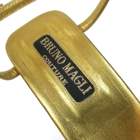 Bruno Magli Couture Gold Square Toe Kitten Heels 8 - Picture 5 of 7